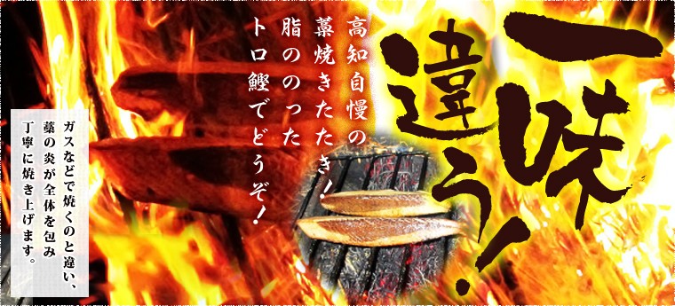 一味違う!高知自慢の藁焼きたたき!脂ののったトロ鰹でどうぞ!