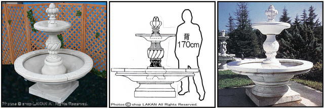 ポートセルボ　中型噴水　大型　循環式　石造　ガーデンファウンテイン　イタリア製　輸入　