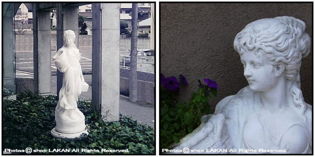 ◇自社配送限定◇　デコールガーデン　イタリア製　大理石『花かご少女』　マリア像 花かごの少女像 H138cm イタリア製大型女性石像 / イタルガーデン社