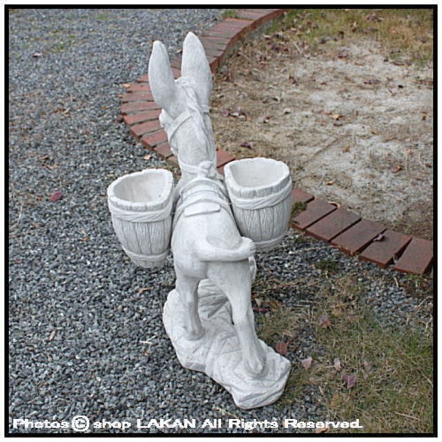 ロバと花かご H80cm イタリア製 洋風ガーデン 石造 動物 オブジェ