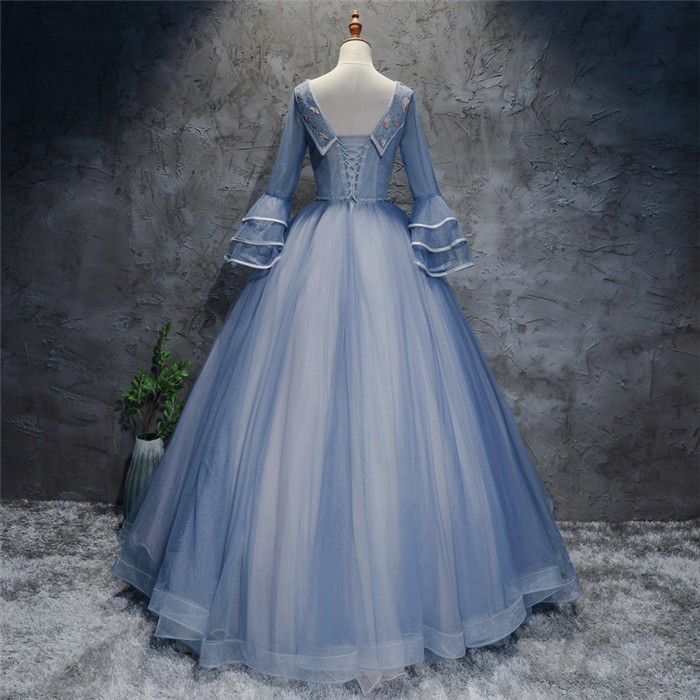 【送料無料】ロングドレス 演奏会  ドレス ビジュー ベルト ブルー ロングドレス パーティードレス 礼服 姫系ドレス お花嫁ドレス ロングドレス 演奏会 ドレス ロング ステージ カラードレス