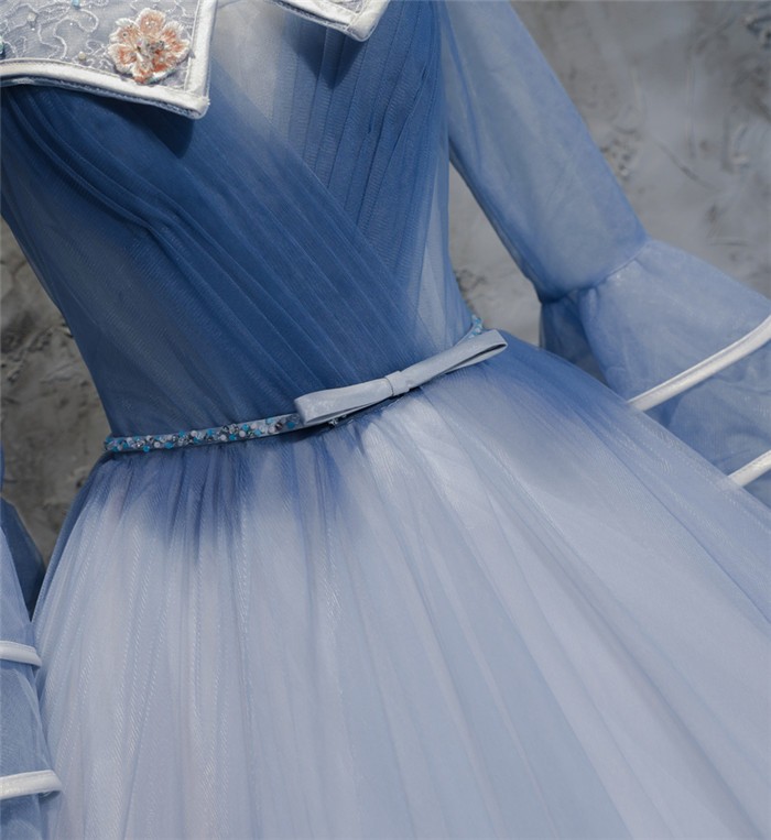 【送料無料】ロングドレス 演奏会  ドレス ビジュー ベルト ブルー ロングドレス パーティードレス 礼服 姫系ドレス お花嫁ドレス da515c0_4.jpg