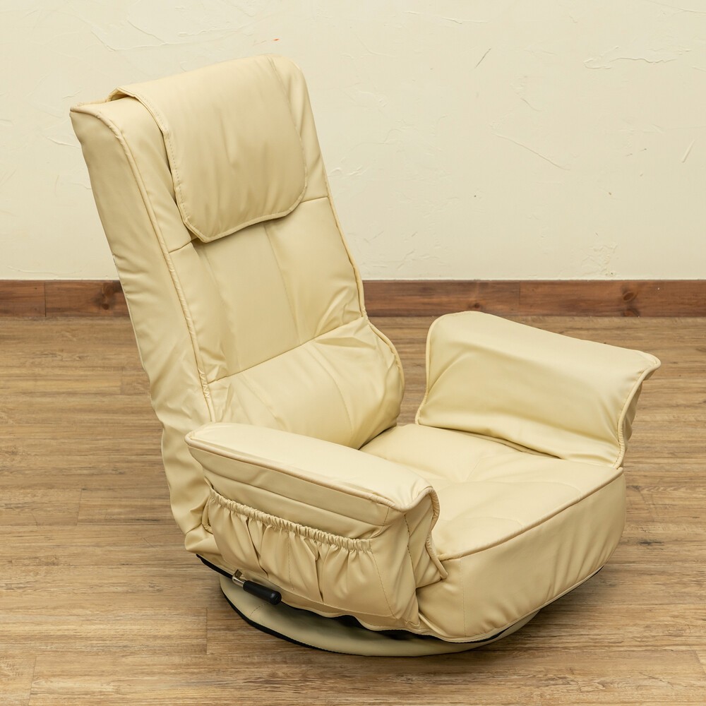 国内外の人気 新品　送料無料　レバー式14段回転座椅子　ブラウン　2個セット 座椅子