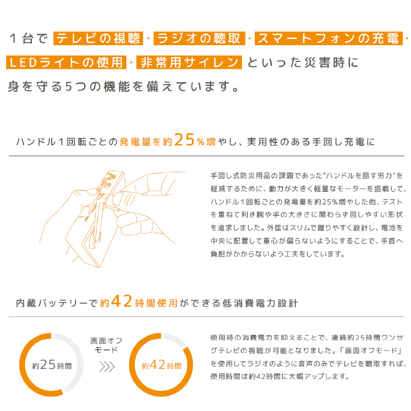 手回し充電式ワンセグTVラジオ8