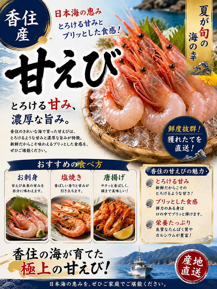 香住産 刺身用 甘えび 約700g 30〜40尾前後 送料無料 アマエビ あま