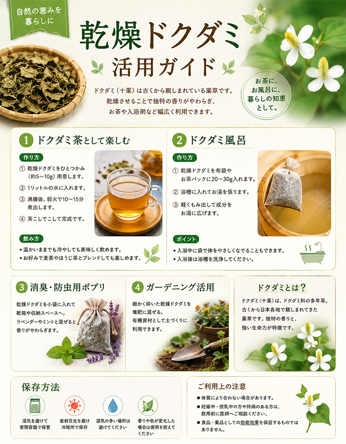 兵庫県産 乾燥どくだみ 約70g 無農薬 送料無料 ドクダミ 十薬 : 株式