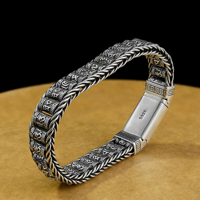 シルバーアクセサリー SILVER925 ローラー 中華回紋 六字真言
