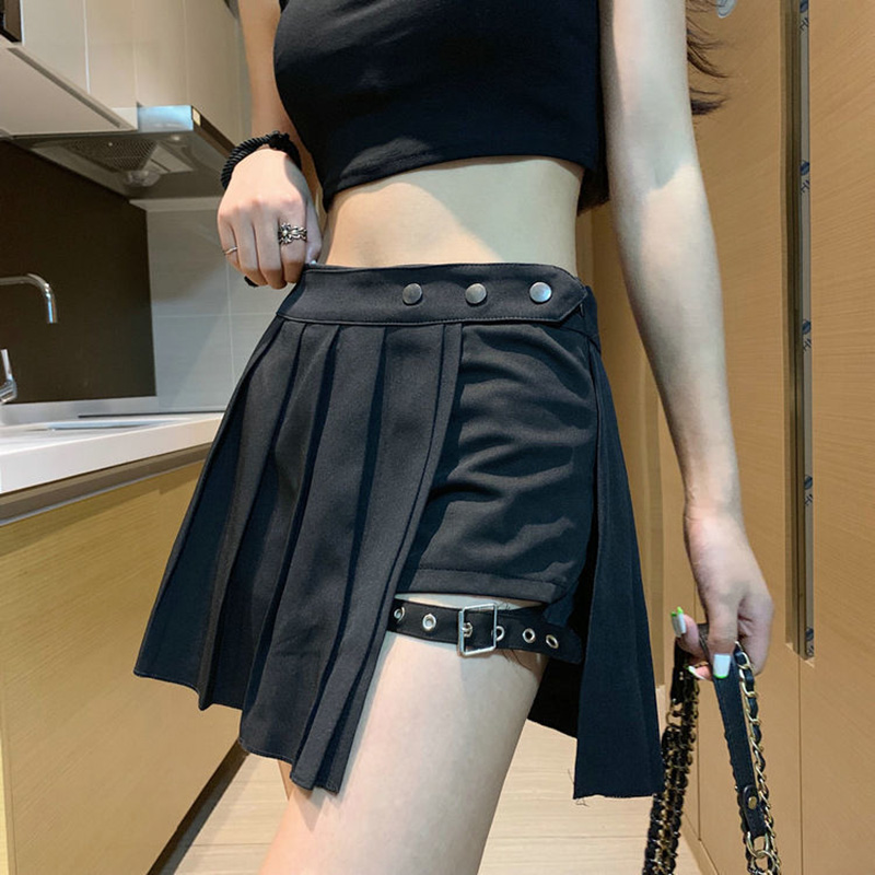 ショートパンツ プリーツスカート スカパン ミニスカート ブラック シルバー 黒 パンツ ダンス 衣装 ヒップホップ コスチューム 韓国ファッション