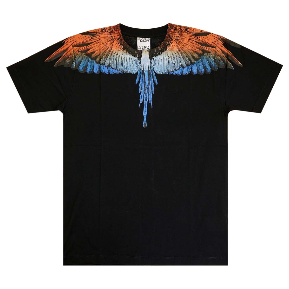 MARCELO BURLON マルセロバーロン 半袖クルーネックTシャツ CMAA018R21JER001 メンズ フェザー ブラック×マルチカラー