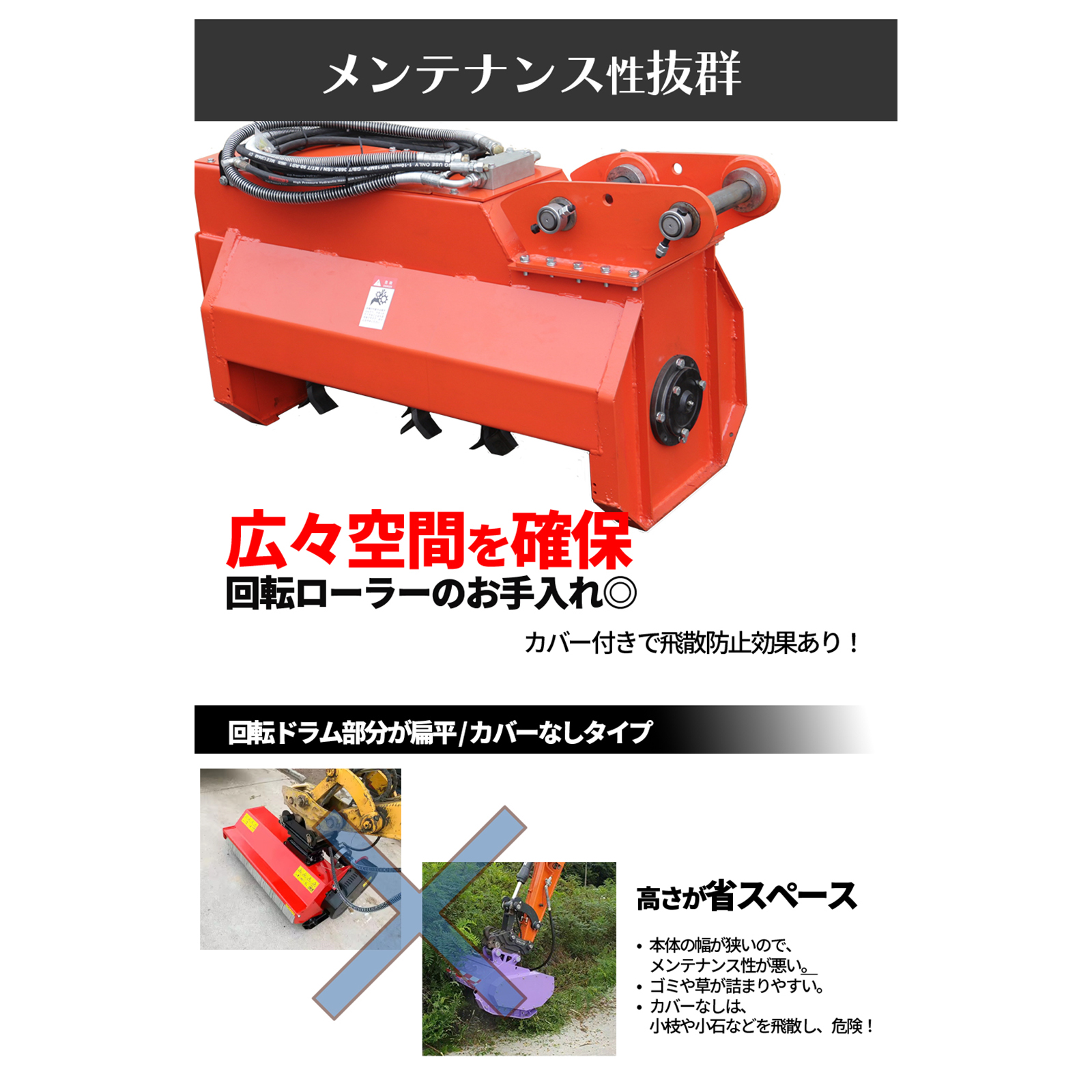 SUNGA 刈男8 ハンマーナイフモア Y字刃 2-4tクラス 刈り込み幅80cm