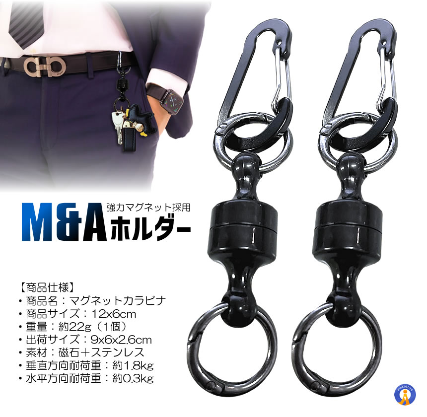 2個セット 瞬間 着脱 強力 マグネット ホルダー M&A 家の鍵 車の