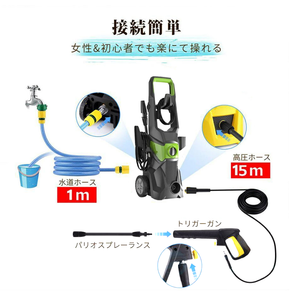 高圧洗浄機 電源式 家庭用 洗車機 パワフル 水道直結式 洗浄 高圧