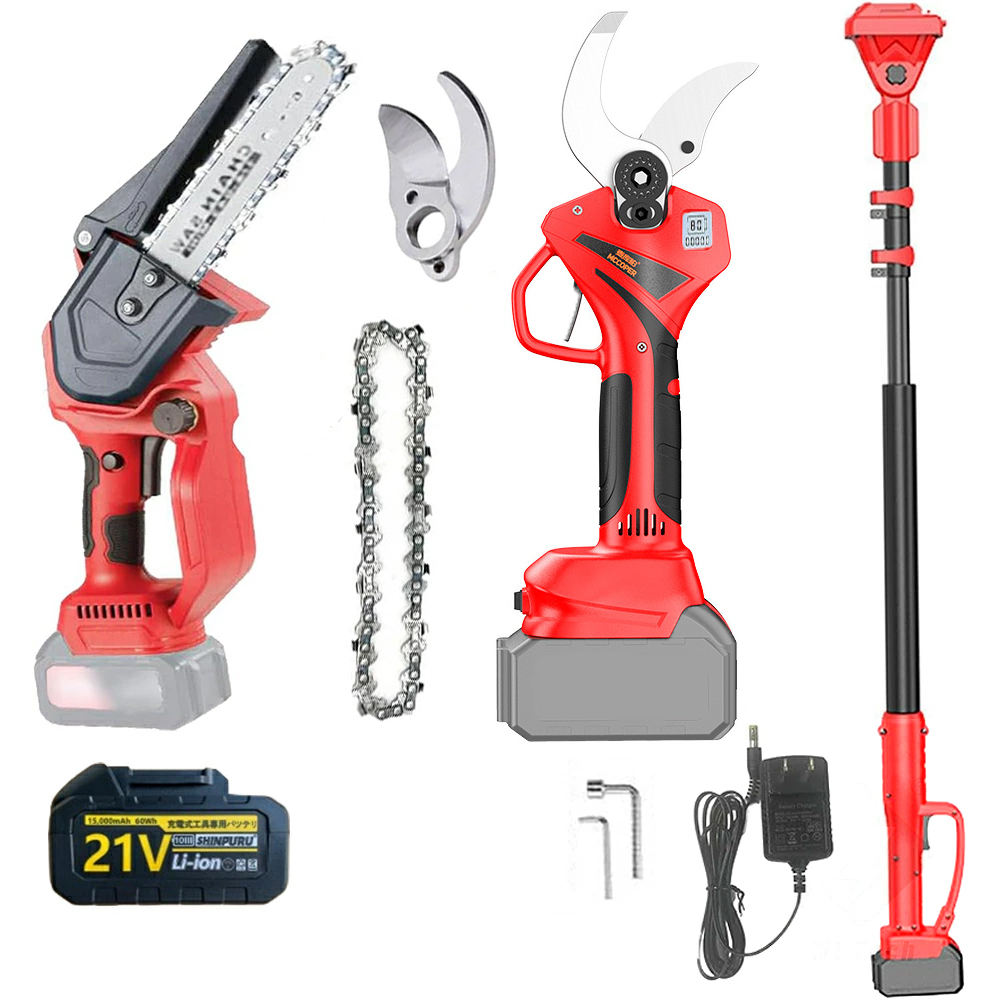 高枝電動チェーンソーと高枝切りバサミ 高枝切り電動チェーンソー 高枝切りバサミ 電動 4 in 1 たかえだ
