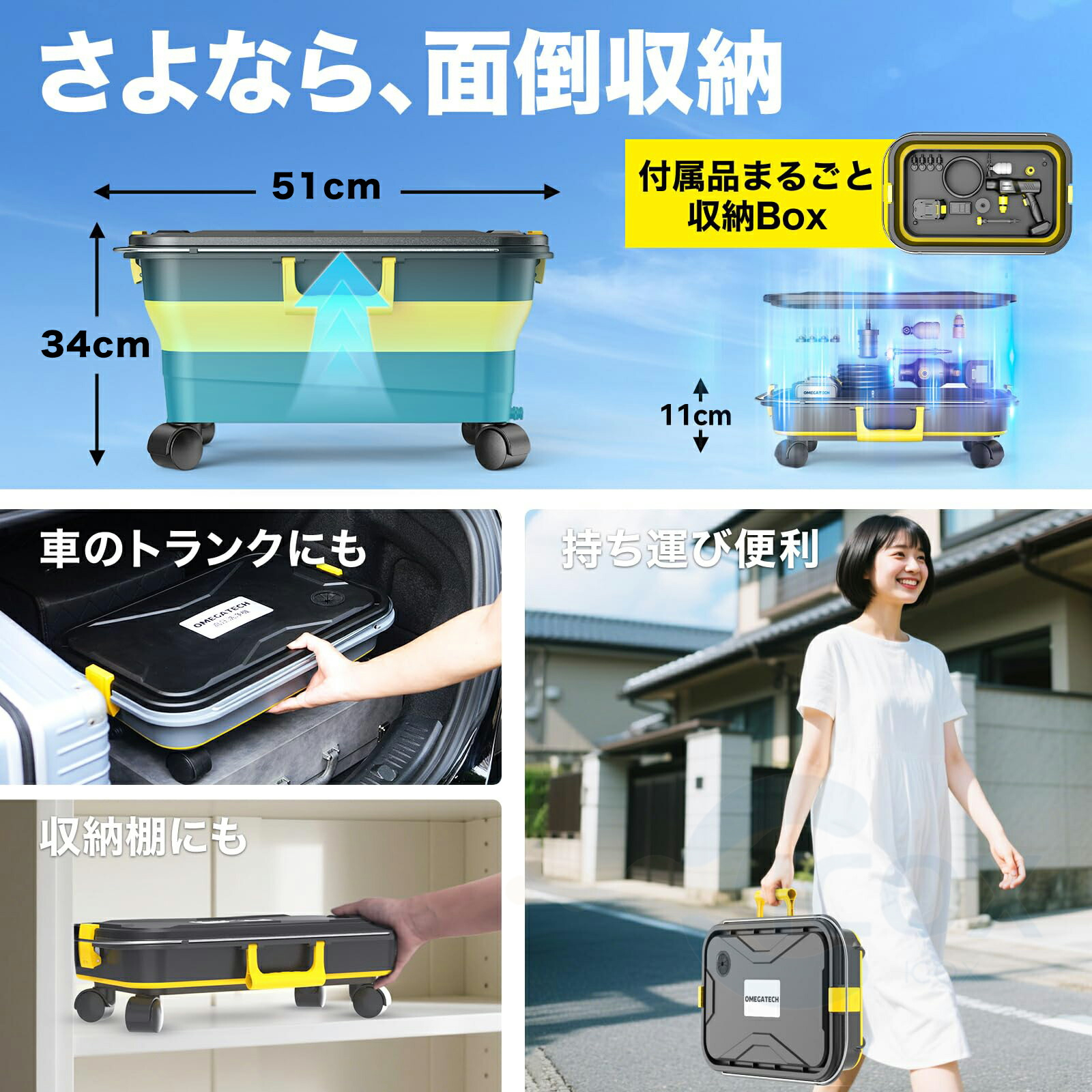 高圧洗浄機 20L折り畳みバケツ コードレス 充電式高圧洗浄機 6in1