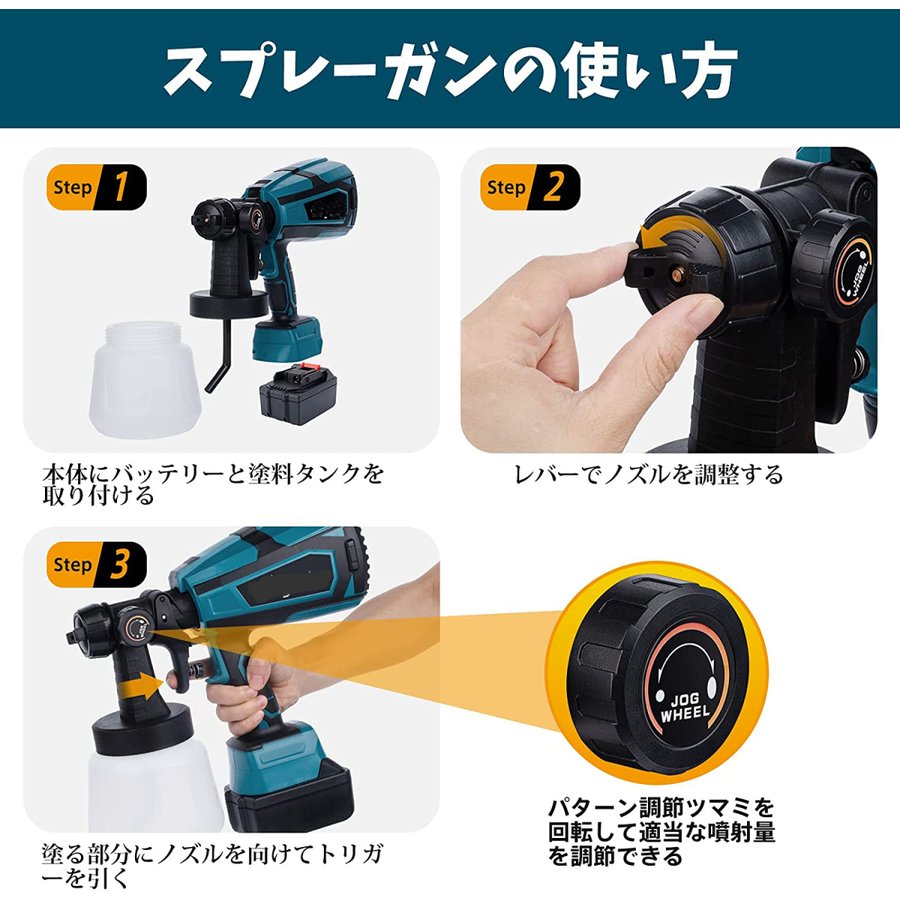 塗装 スプレーガン 電動スプレーガン 充電式車 吹き付け式 家庭用片手