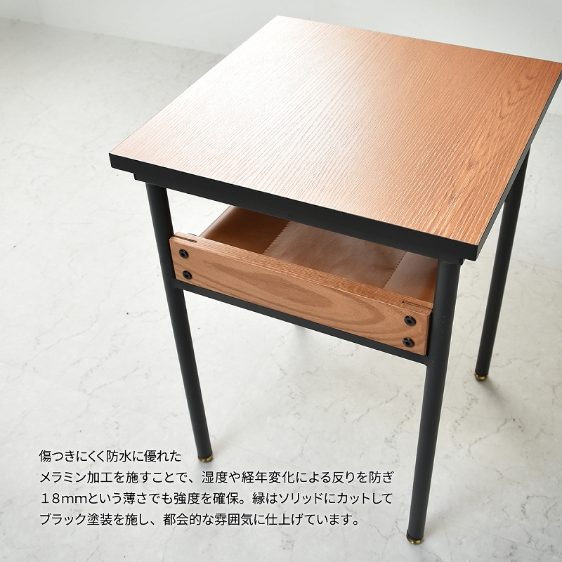 サイドテーブル おしゃれ 木製 スチール 正方形 幅40cm PVC レザー 棚