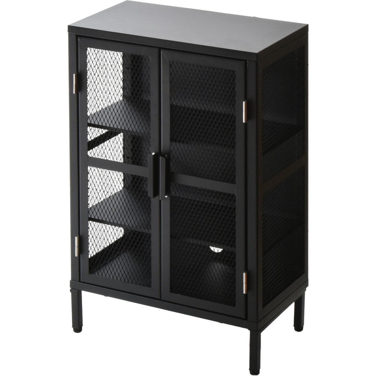 キャビネット メッシュ スチール アメリカンビンテージ 3段ワイド 収納