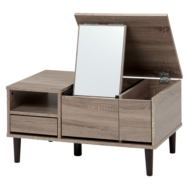 ドレッサーテーブル 幅75 鏡台 メイク 収納 コンパクト 鏡付き