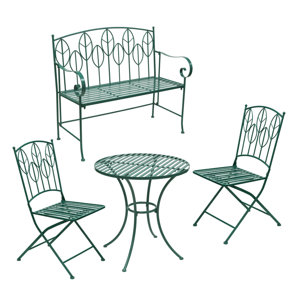 【格安saleスタート】 ラウンドテーブル 4点セット アイアン製 ガーデンテーブル ガーデンチェア ガーデンベンチ 庭 ベランダ カフェ 風に強い 飛ばされにくい おしゃれ