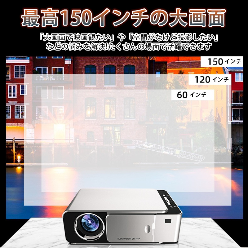 プロジェクター 小型 家庭用 高輝度 Bluetooth4.0 WIFI スマホ 120ANSI Android TV 6.0 130インチ 自動台形補正 軽量 5G 短距離投影 1080P対応 置き型｜shopfleurit｜08