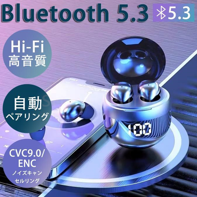 ワイヤレスイヤホン Bluetooth5.3 ブルートゥース 高音質 Hi-Fi 超軽量 小型 省エネ LED 自動接続 IPX5防水  CVC9.0/ENCノイズキャンセリング プレゼント : sk18 : ショップフルーリット - 通販 - Yahoo!ショッピング