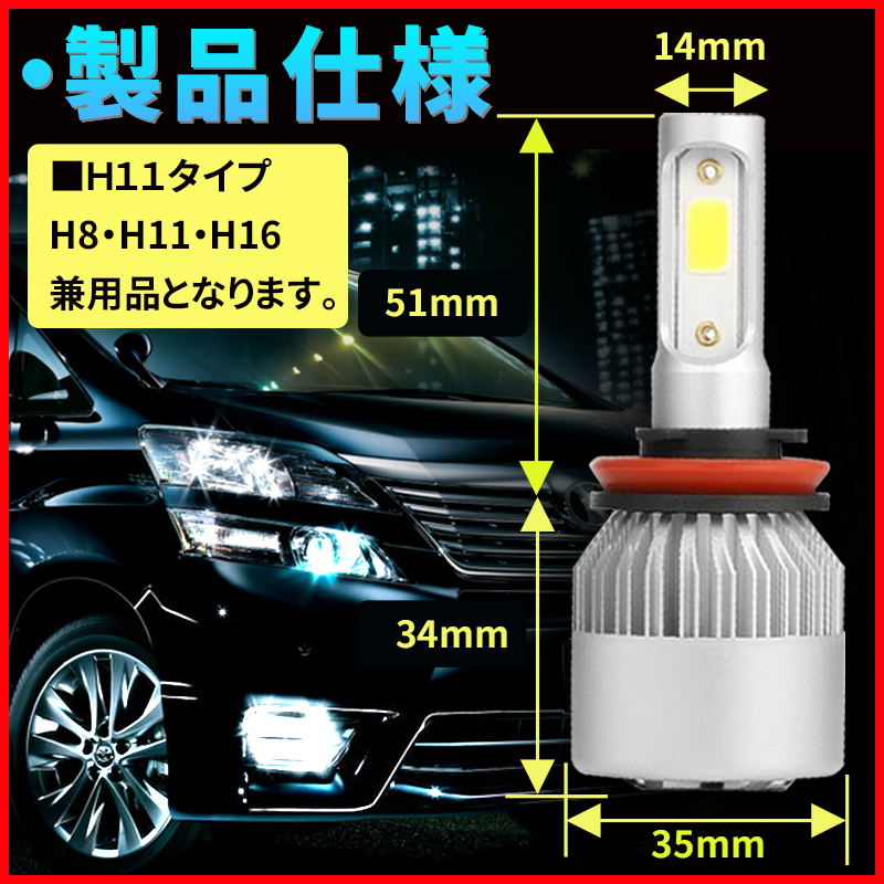 h11 ledバルブ h8 h16 h9 led フォグランプ ledヘッドライト