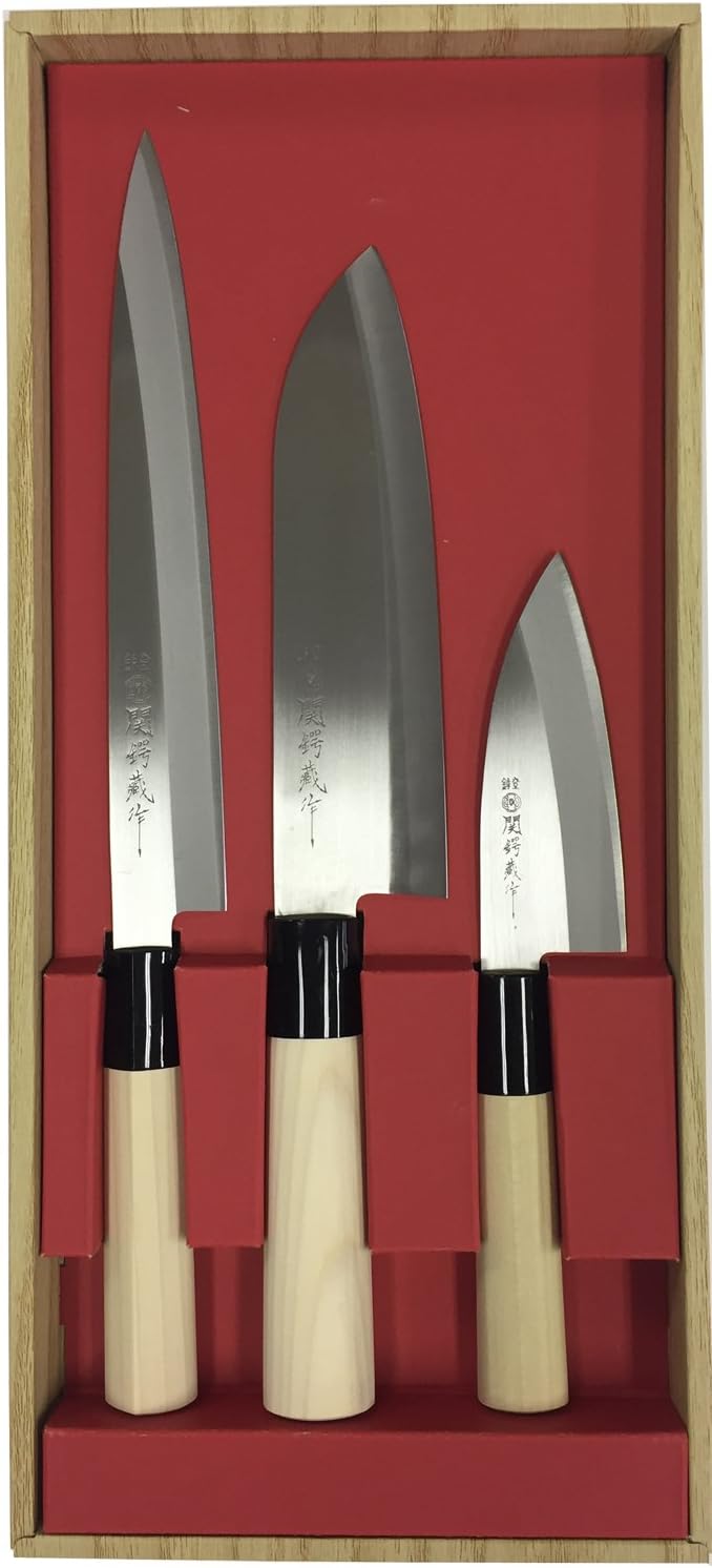 関鍔蔵作 包丁 3本セット 三徳包丁・刺身包丁・小出刃包丁 初心者向け