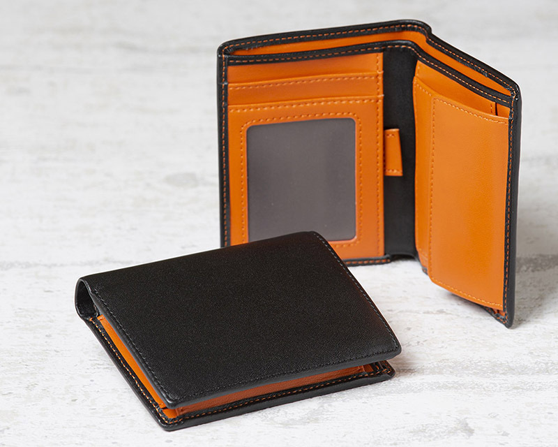 ミニ財布 財布 二つ折り コンパクト アメカジ系 ブラック 黒