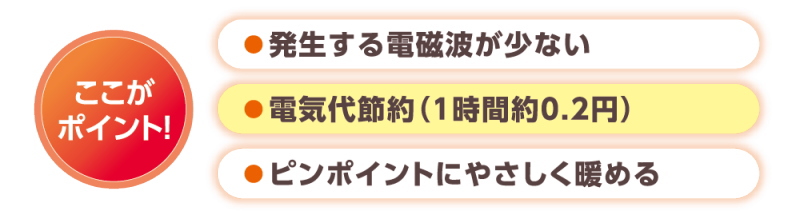 腰すっぽりヒーターが冷えやすい背中や腰をやさしく暖めます。