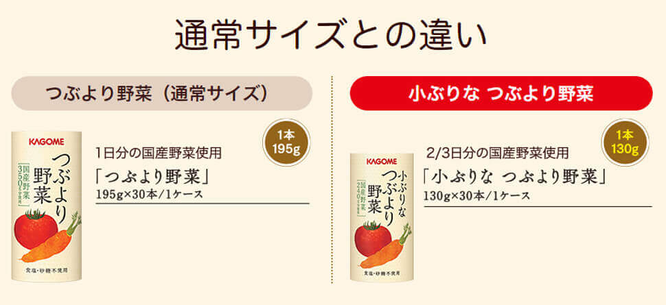 カゴメ公式 小ぶりなつぶより野菜(野菜ジュース) 130g×30本/1ケース 