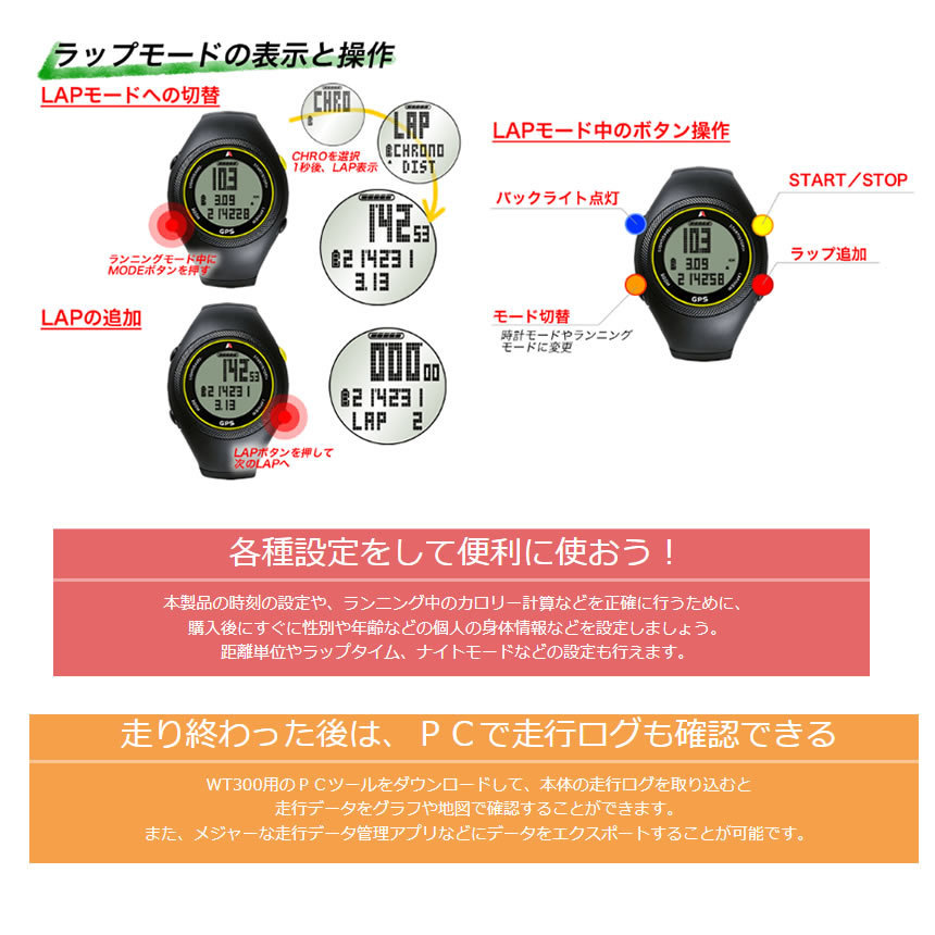 楽天市場】アクティノ ランニングGPSウォッチ WT300 バー