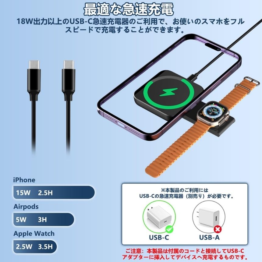 ワイヤレス充電器 magsafe充電器 置くだけ充電 マグセーフ充電器