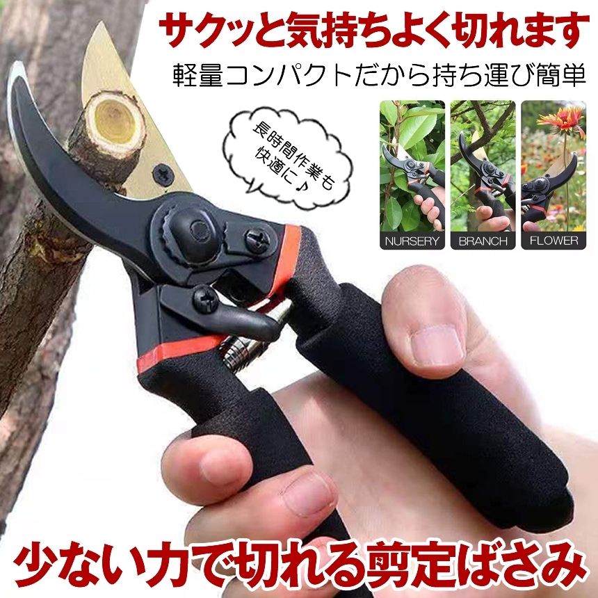 【39-01】剪定鋏 剪定ばさみ ハサミ 枝切りバサミ 剪定はさみ 錆びにくい フッ素