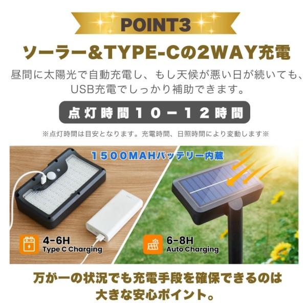 クリップ式 ソーラーライト センサーライト ガーデンライト USB 充電式