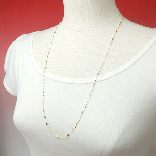 18金 メガネチェーン ひし形 スパークル ダイヤ型チェーン K18