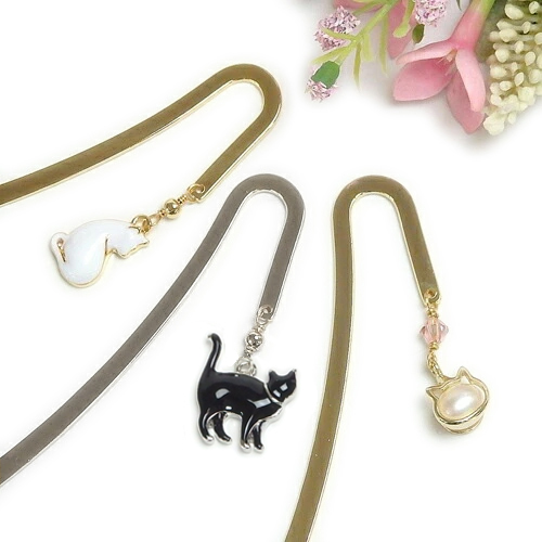 メール便 しおり ブックマーカー 猫 金属 メタル ゴールドカラー