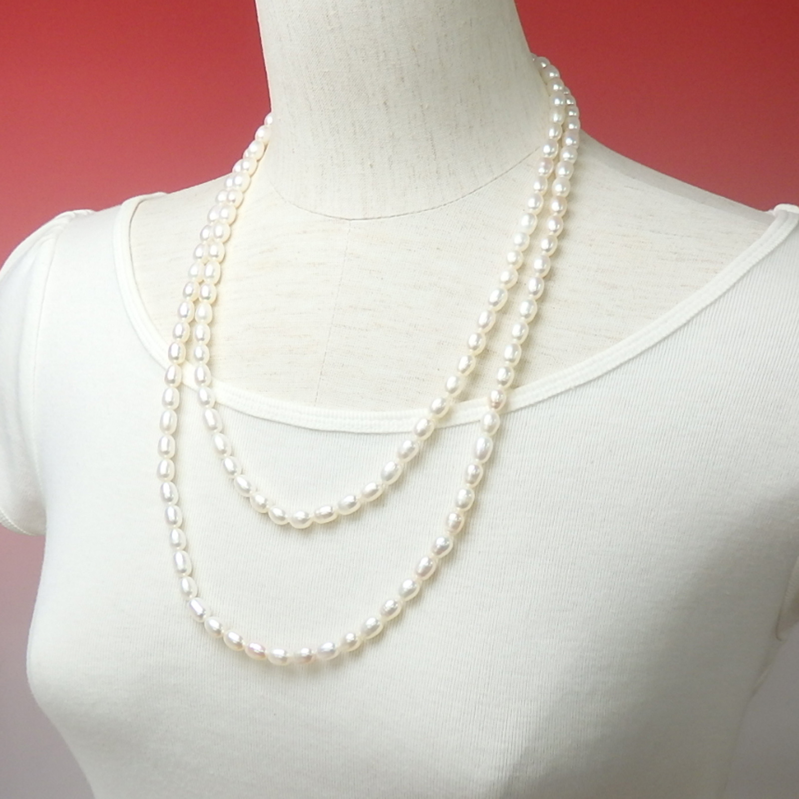 メール便 ネックレス パール 超 ロングネックレス 120cm 淡水パール