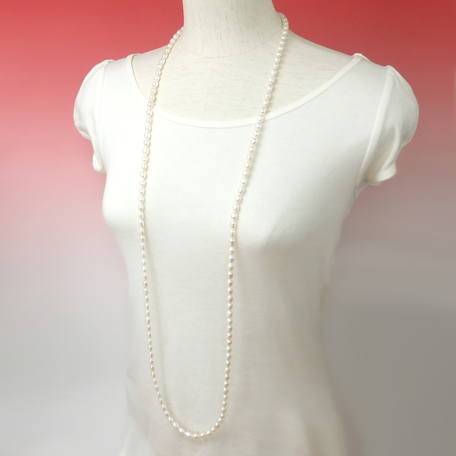 メール便 ネックレス パール 超 ロングネックレス 120cm 淡水パール