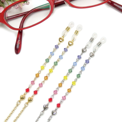 メール便 メガネチェーン 七色 厄除け スワロフスキー クリスタル
