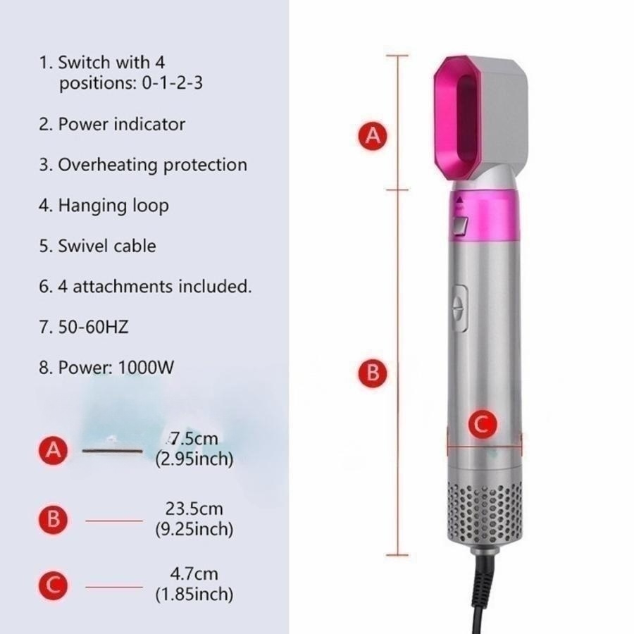ヘアアイロン 多機能 ホットエアーブラシ 5 IN 1カールアイロン 電熱