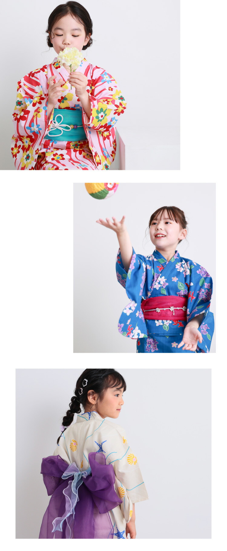 浴衣 子供 セパレート ワンピース 女の子 110 120 130 140 綿100％ キッズ 子供 3点セット 上衣 ワンピース 兵児帯 浴衣セット ジュニア かわいい 市松 手毬 八重桜 紫陽花 アジサイ 花柄 向日葵 ひまわり ヒマワリ マリン 縞 愛々