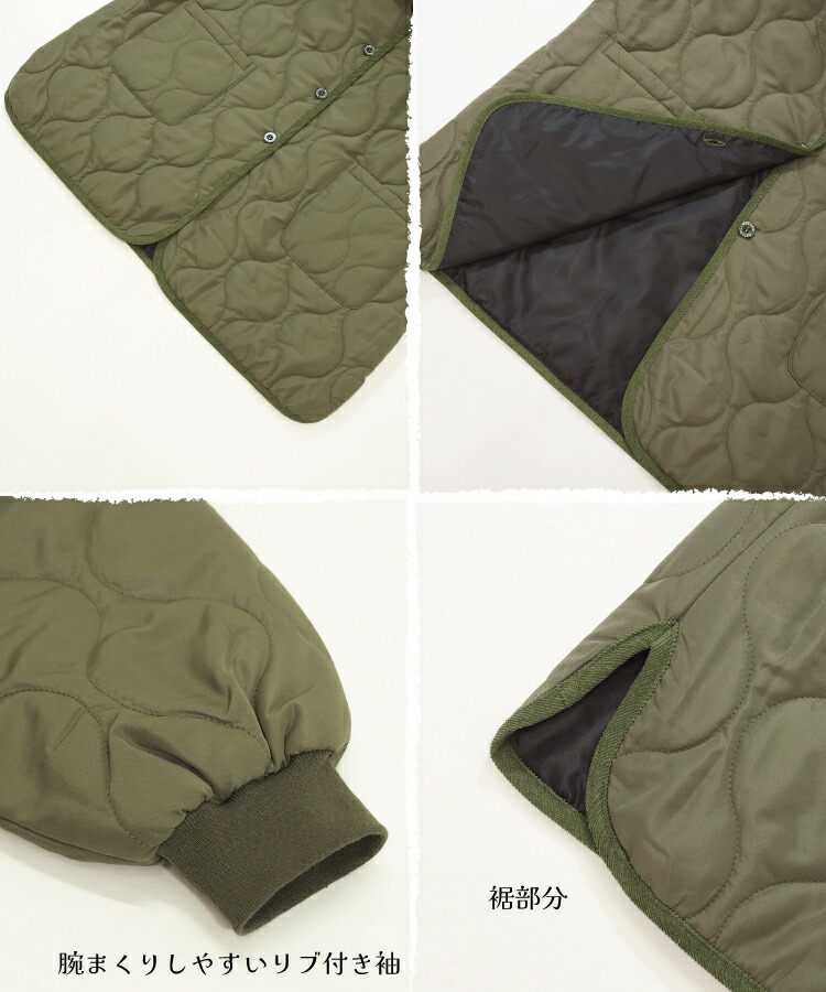 割烹着 かっぽう着 おしゃれ ロング丈 かぶるだけ 暖かい 保育士 スモック 前開き 中綿キルト キルティング 秋 冬 軽い あったか かわいい シンプル 無地 袖口リブ付き 長袖 エプロン 大人 シャカシャカ アウター風 M〜L