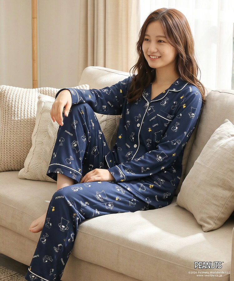 SNOOPY（スヌーピー） パジャマ レディース 大人 前開き 秋 春 長袖