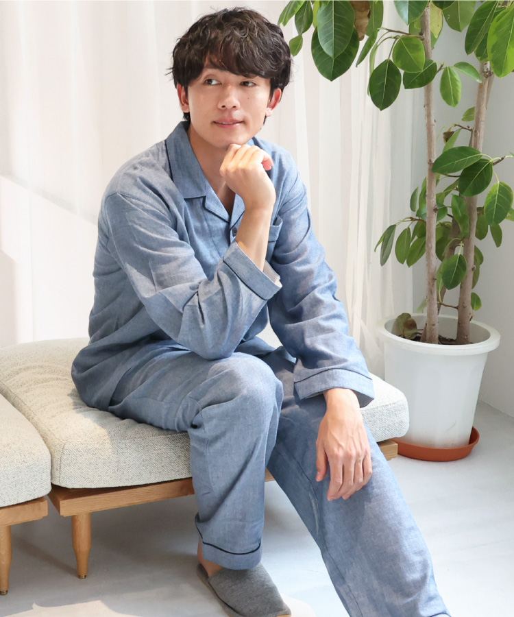 パジャマ メンズ 綿100％ 前開き 長袖 夏用長袖 秋 春 ダブル