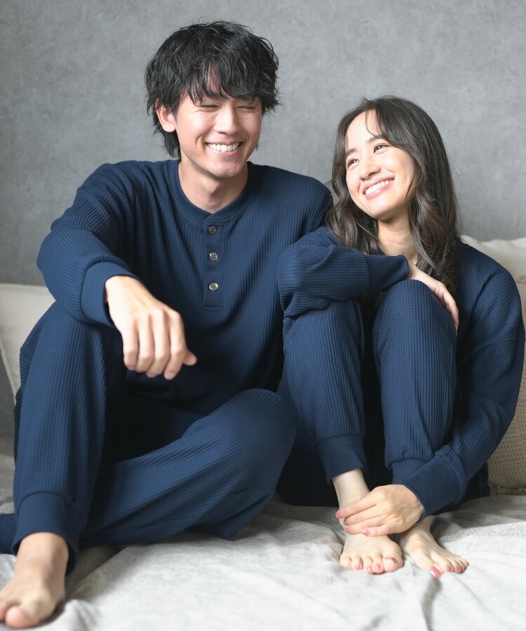 パジャマ メンズ 長袖 秋 春 ワッフル生地 かぶり ヘンリー