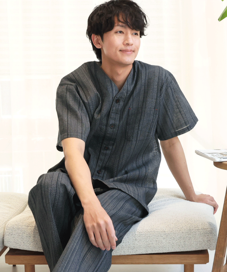 パジャマ 浴衣 メンズ 夏 綿 半袖 前開き ルームウェア 上下セット 無地u パジャマ 浴衣 メンズ 夏 綿 半袖 前開き ルームウェア 上下