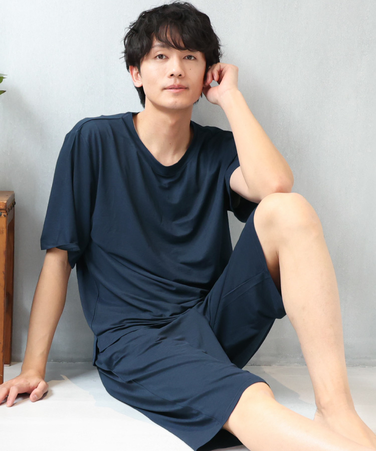 憧れ メンズ パジャマ 夏用 半袖 接触冷感 かぶり ルームウェア 上下 服&ファッション小物