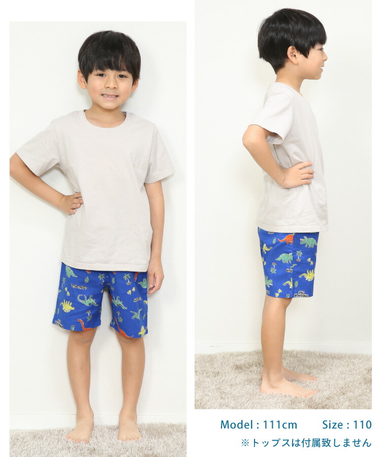 2枚セット ルームパンツ キッズ 男の子 綿100％ ステテコ 子供 夏 パジャマ 恐竜  総柄 パンツのみ ハーフパンツ すててこ 100 110 120 部屋着 薄手 ルームウェア 速乾 涼しい ボトムス 2枚組