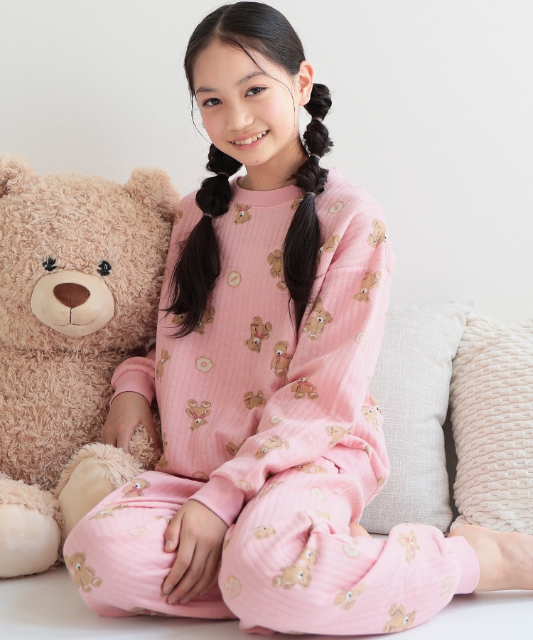 パジャマ キッズ 長袖 薄手 ソフトキルト 綿100％ 女の子 秋 冬 かぶり