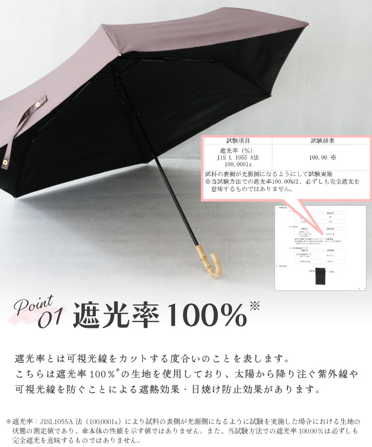 日傘 折りたたみ 完全遮光 遮光率100％ 傘 軽量 約240g 3段折りたたみ傘 6本骨 手開き 反射防止 遮熱 uvカット 紫外線対策 日焼け対策 メンズ レディース 撥水 折り畳み傘 バンブー おりたたみ傘 晴雨兼用
